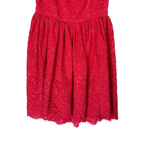 Kate Spade Geranium Coral Floral Lace Sleeveless Hi-Lo Raw Hem Side Dress Size 4 - Picture 4 of 9